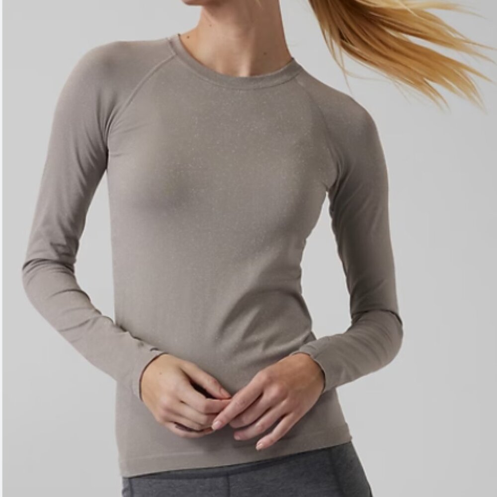 Athleta | Momentum Seamless Top | Bluff Grey (sparkly!)| M